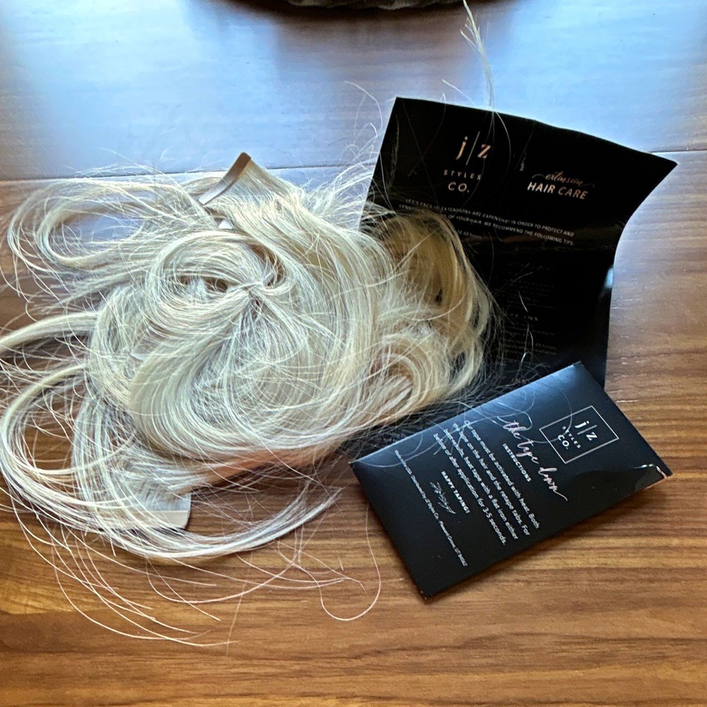 JZ Styles Co. Platinum Blond Straight Human Hair Extensions 10 in